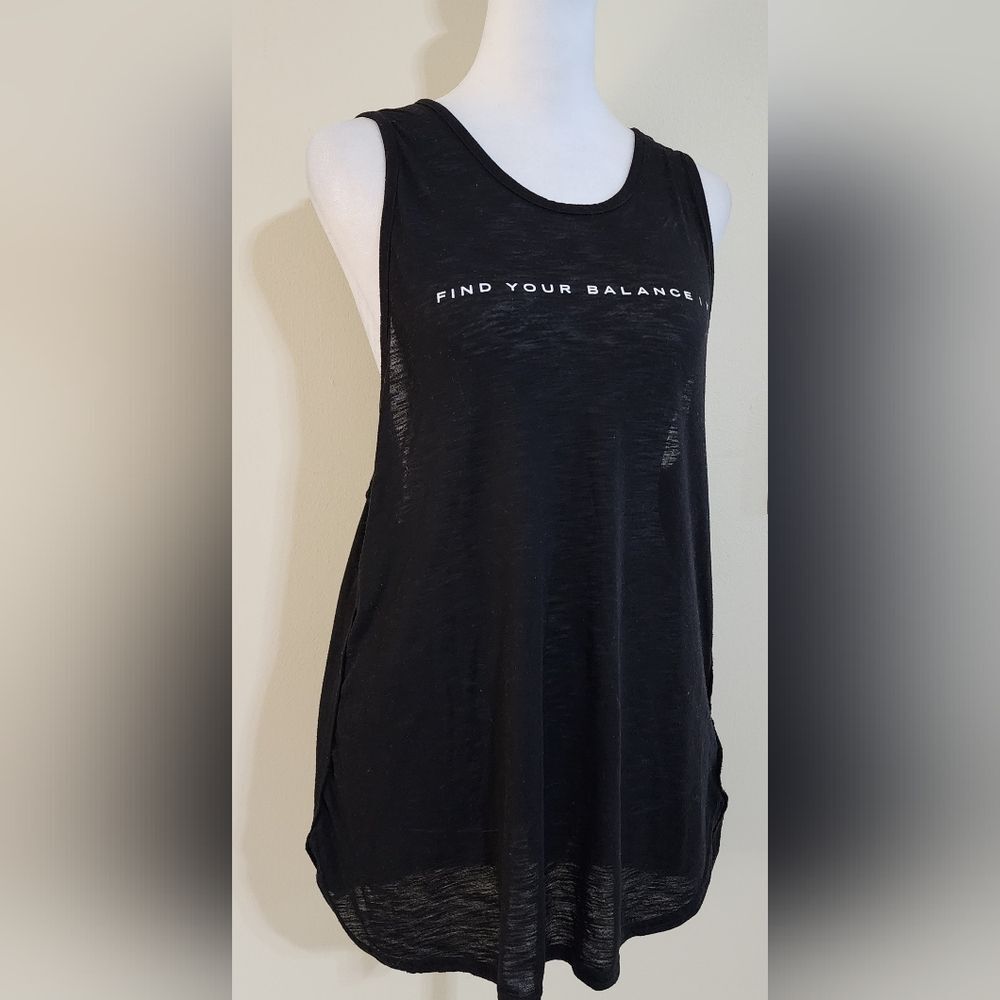 Old Navy Active Black Semi-Fitted Burnout Muscle Tank Size L